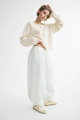 Pull à bords roulottés - Crème — photo 2