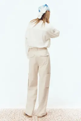 Pantalon cargo Loose Fit - Beige clair — photo 2