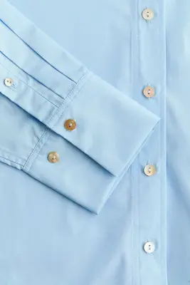 Chemise en popeline de coton à col à nouer - Bleu clair — photo 4