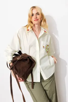 Chemise brodée oiseaux Femme — photo 2