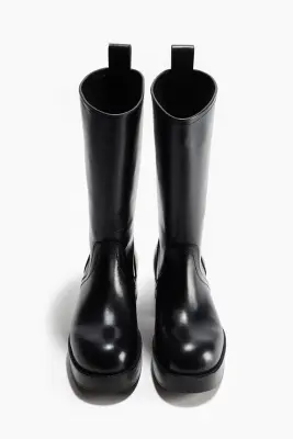 Bottes en cuir de hauteur mi-mollet - Noir — photo 4