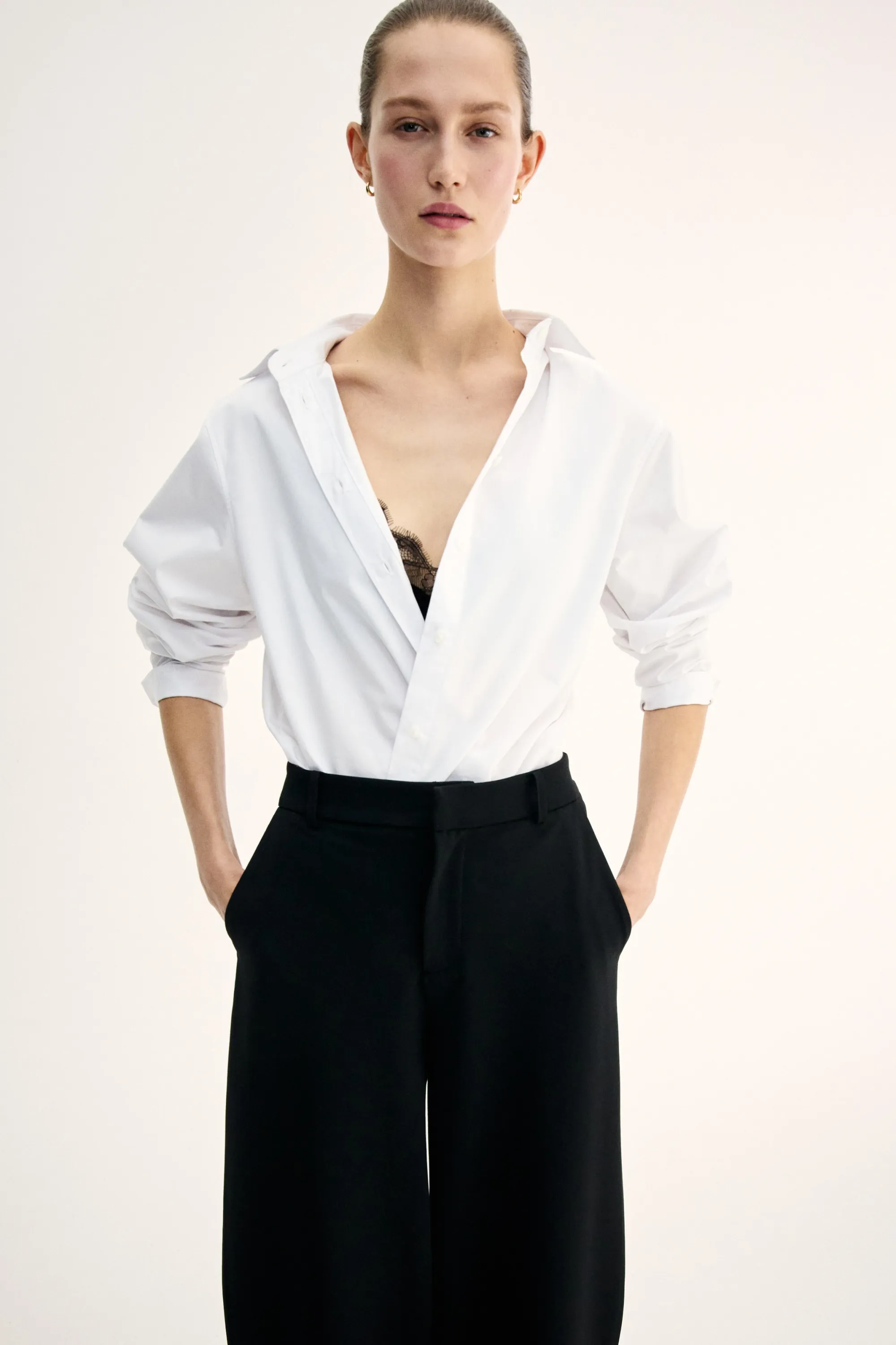 Pantalon en jersey avec jambes barrel - Noir
