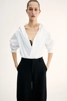 Pantalon en jersey avec jambes barrel - Noir — photo 1