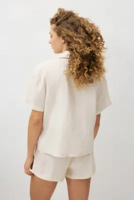 Chemise de plage en lin - Beige clair — photo 2
