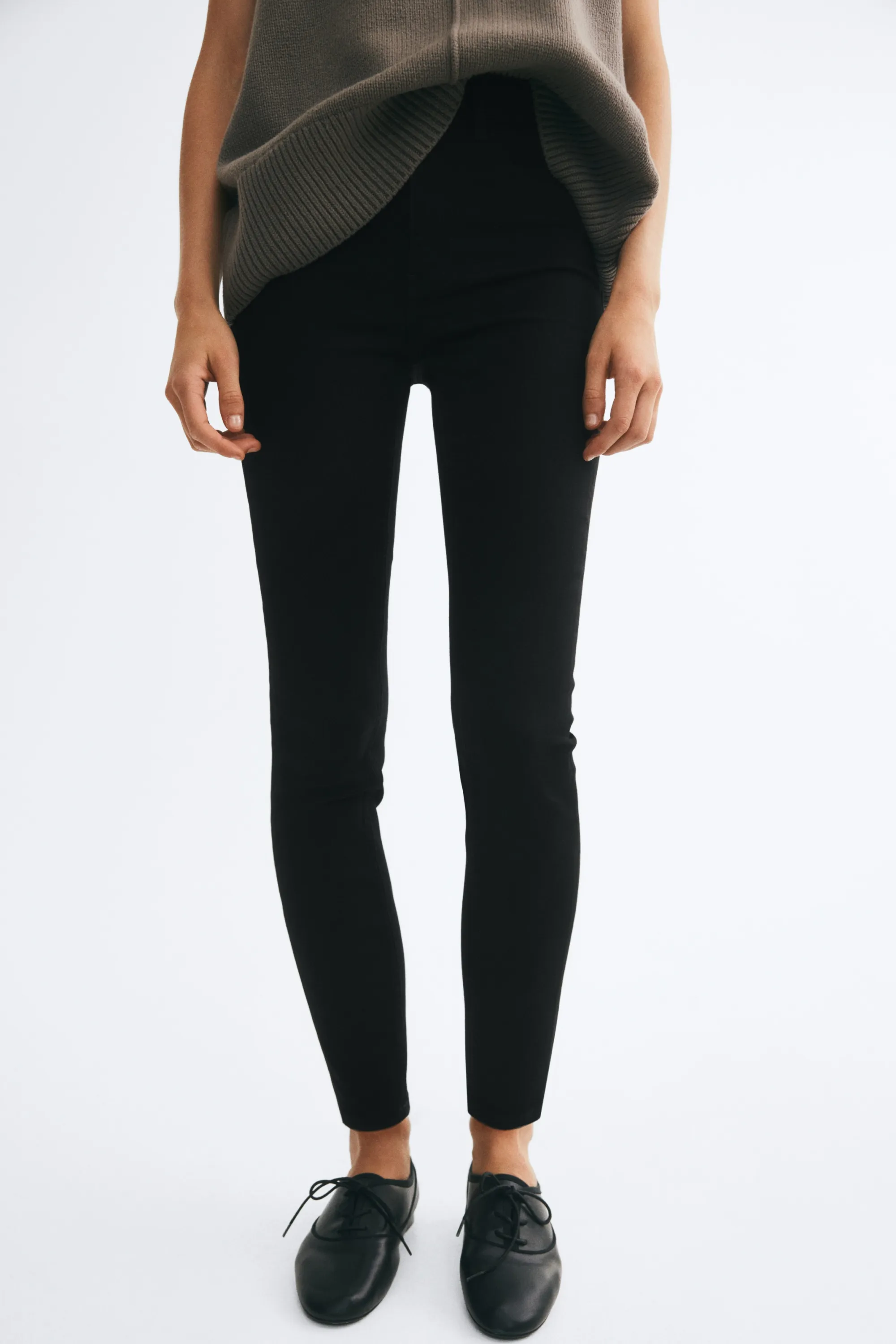 Skinny High Waist Ankle Jeans - Noir denim