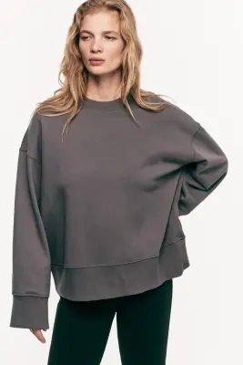Sweat oversize en coton - Gris foncé — photo 2