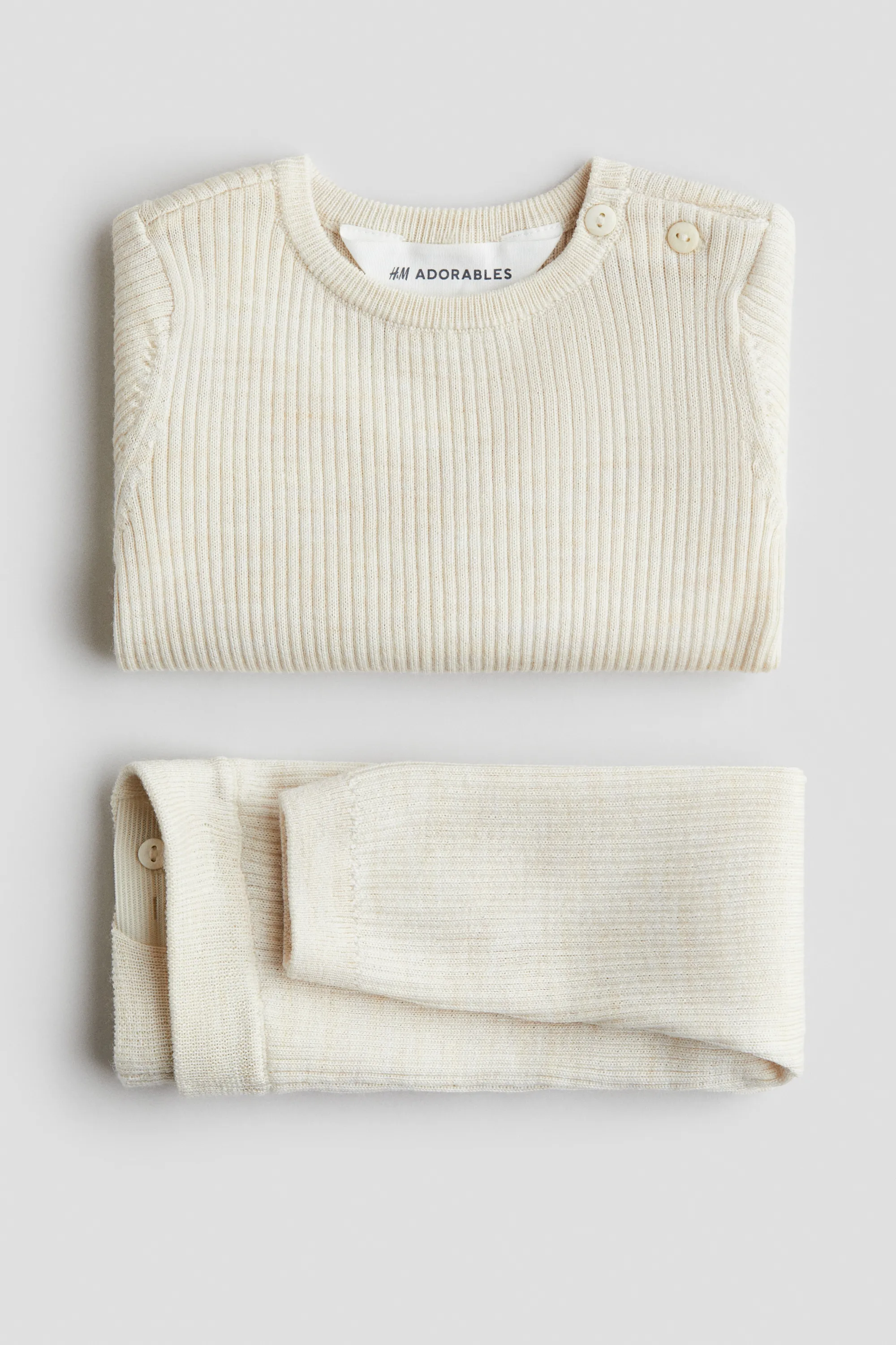 Ensemble 2 pièces en laine mérinos - Beige clair