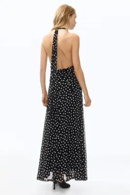 Robe dos nu en mesh - Noir/pois — photo 2
