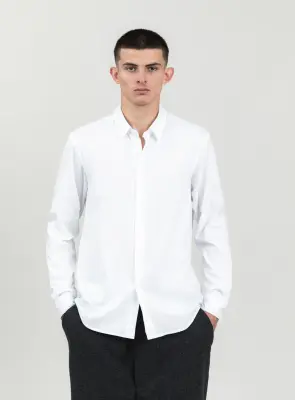 Shirt with Small Collar Stand in White End-on-End — photo 2