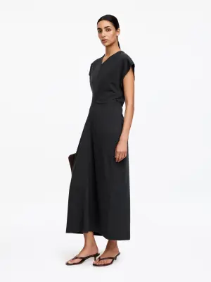 Robe mi-longue drapée - Noir — photo 2