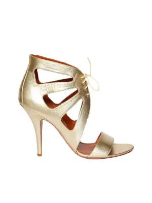 Sandales découpées à talons en cuir doré NEUVES Px boutique 600€ Taille 38 — photo 4