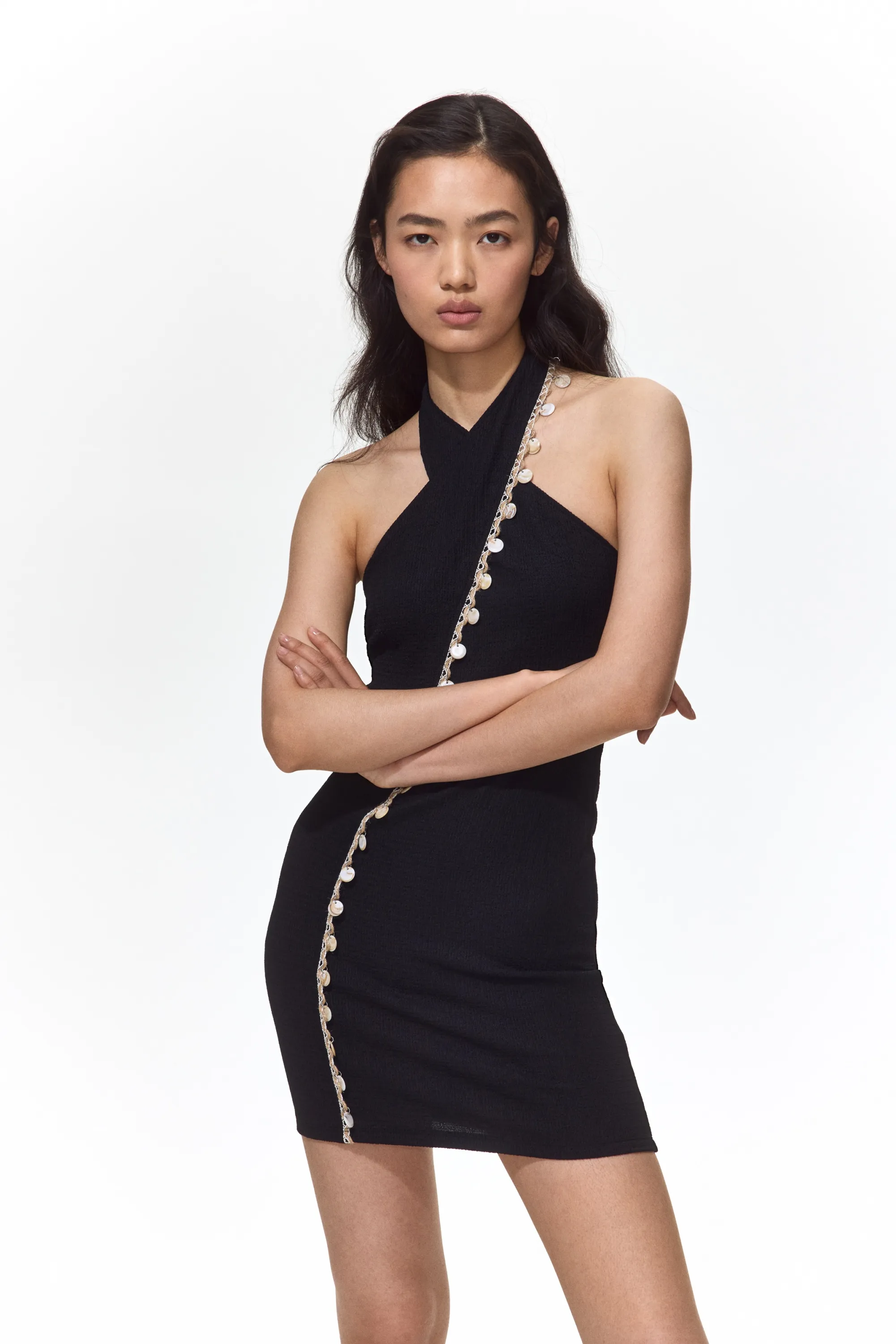 Robe dos nu ornementée - Noir