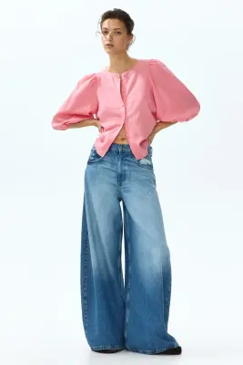 Blouse en lin mélangé - Rose — photo 2