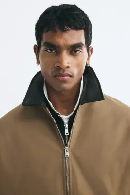 Veste-chemise en twill - Beige foncé/marron foncé — photo 2