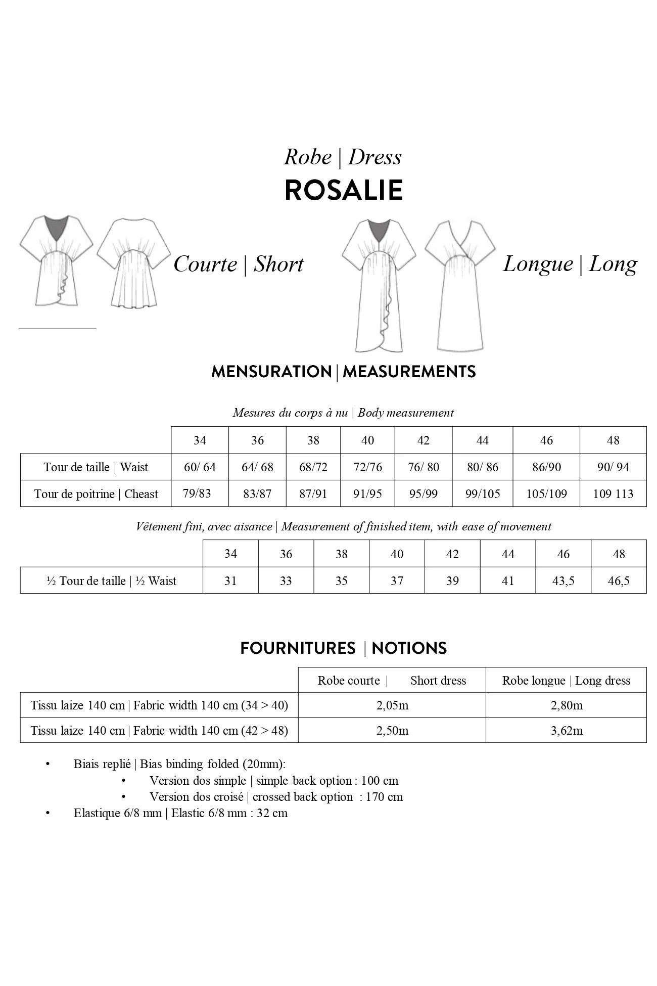 Patron papier robe ROSALIE