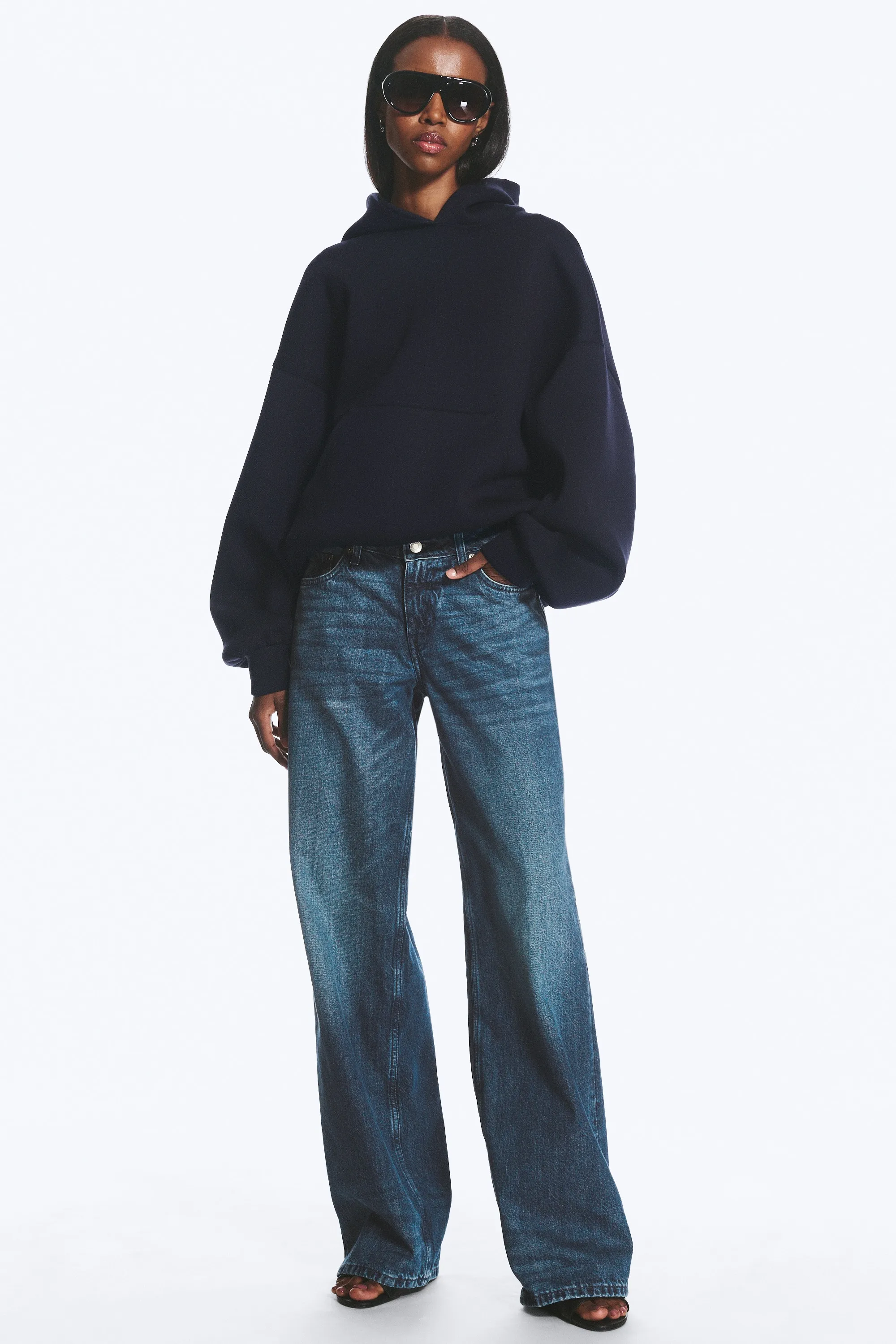 Sweat à capuche scuba oversize - Bleu foncé