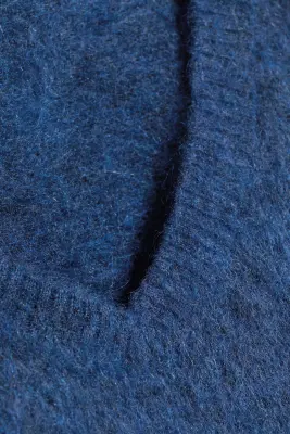 Pull col en V mélangé mohair - Bleu — photo 3