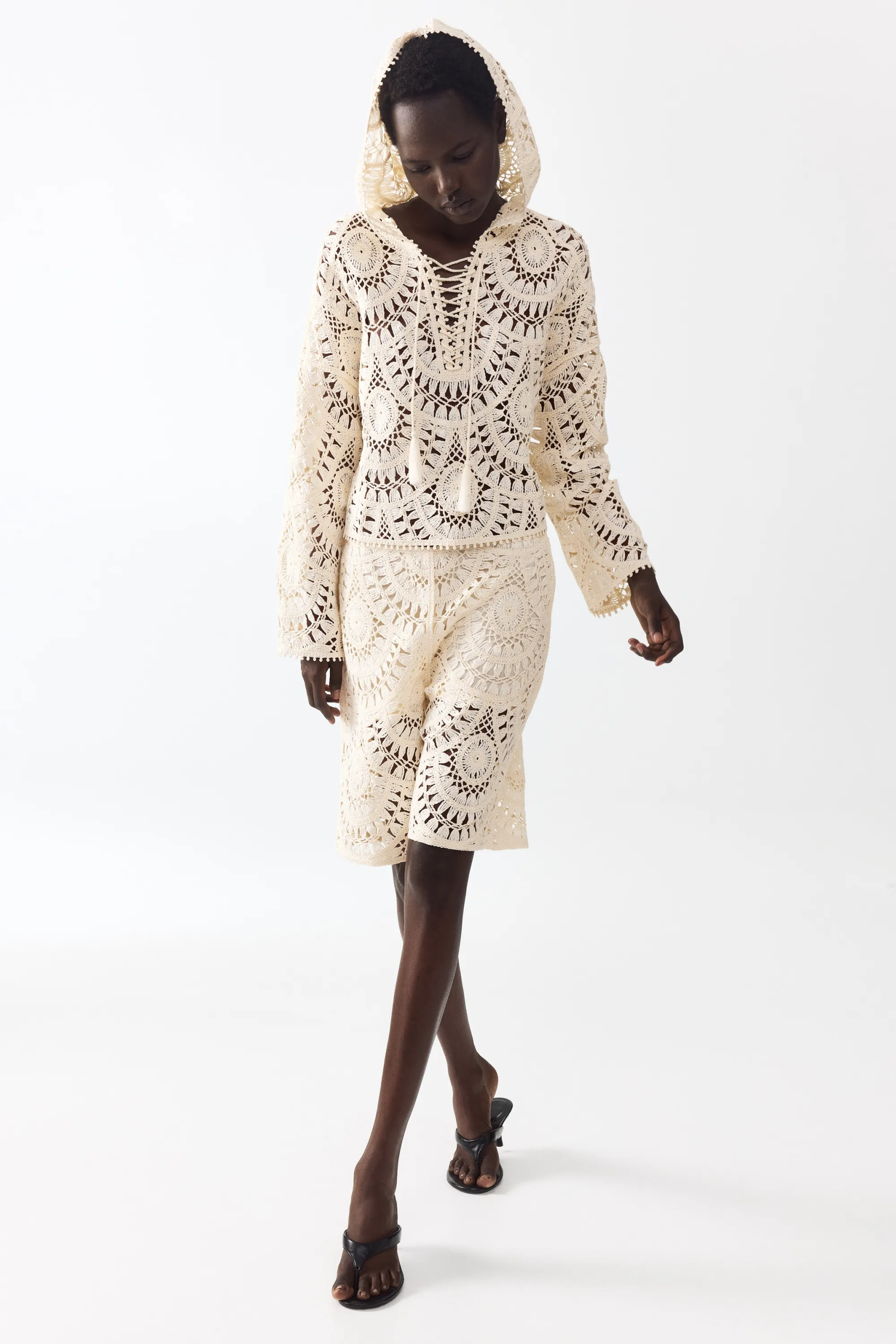 Bermuda façon crochet - Crème