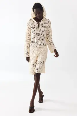 Bermuda façon crochet - Crème — photo 1