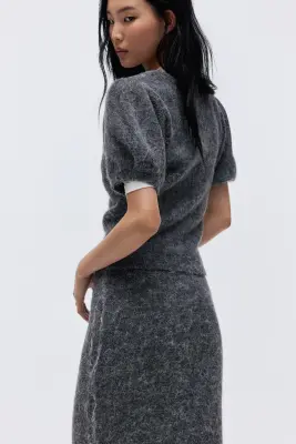 Jupe midi en maille - Gris foncé chiné — photo 2