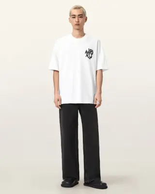 ALLSAINTS Orlando Logo Print Oversized T-Shirt Ashen White — photo 4