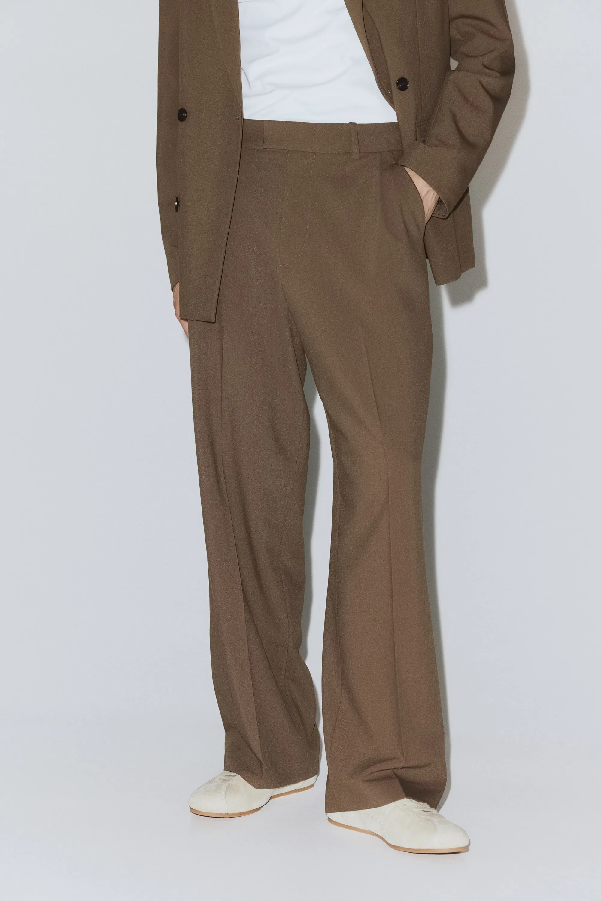 Pantalon chic à jambes larges Four-way Stretch - Marron clair