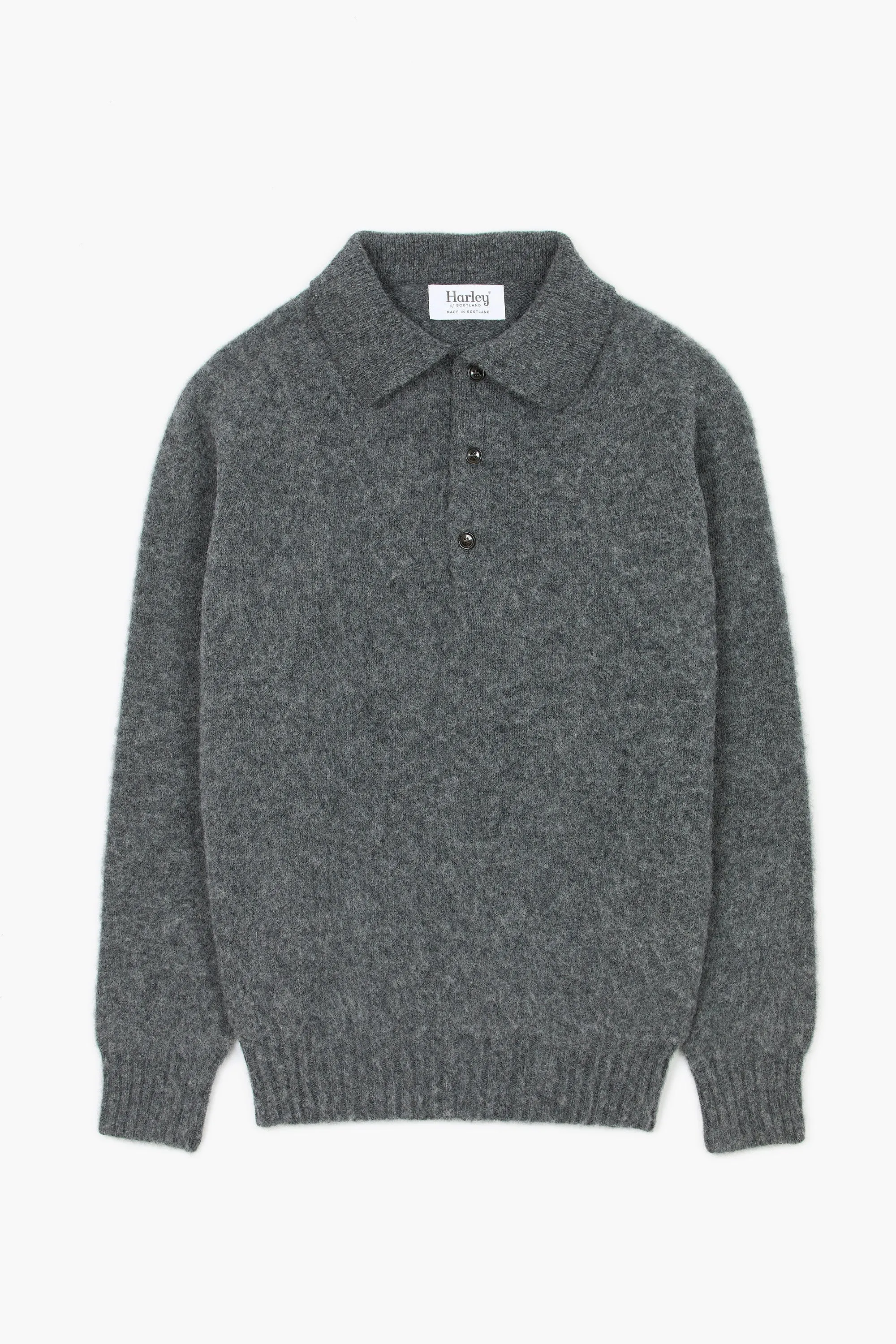 Pull col polo Shaggy Dog en laine - Gris Foncé
