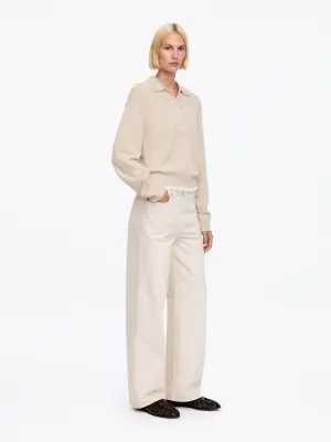 Pull polo en cachemire et laine - Beige — photo 2