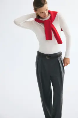 Pantalon chic avec ceinture - Gris foncé — photo 2