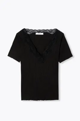T-shirt détail dentelle Femme