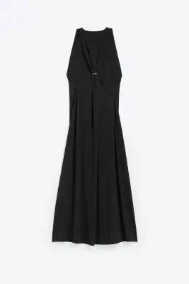 Robe longue froncée - Noir — photo 4