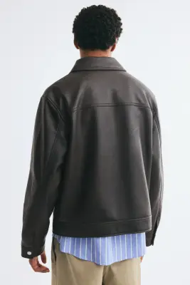 Veste avec col - Marron foncé — photo 3