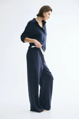 Pantalon jogger à jambes droites - Bleu marine — photo 2