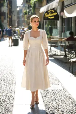 Bardetta Midi Dress - Cream — photo 4