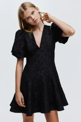 Robe à manches bouffantes - Noir — photo 2