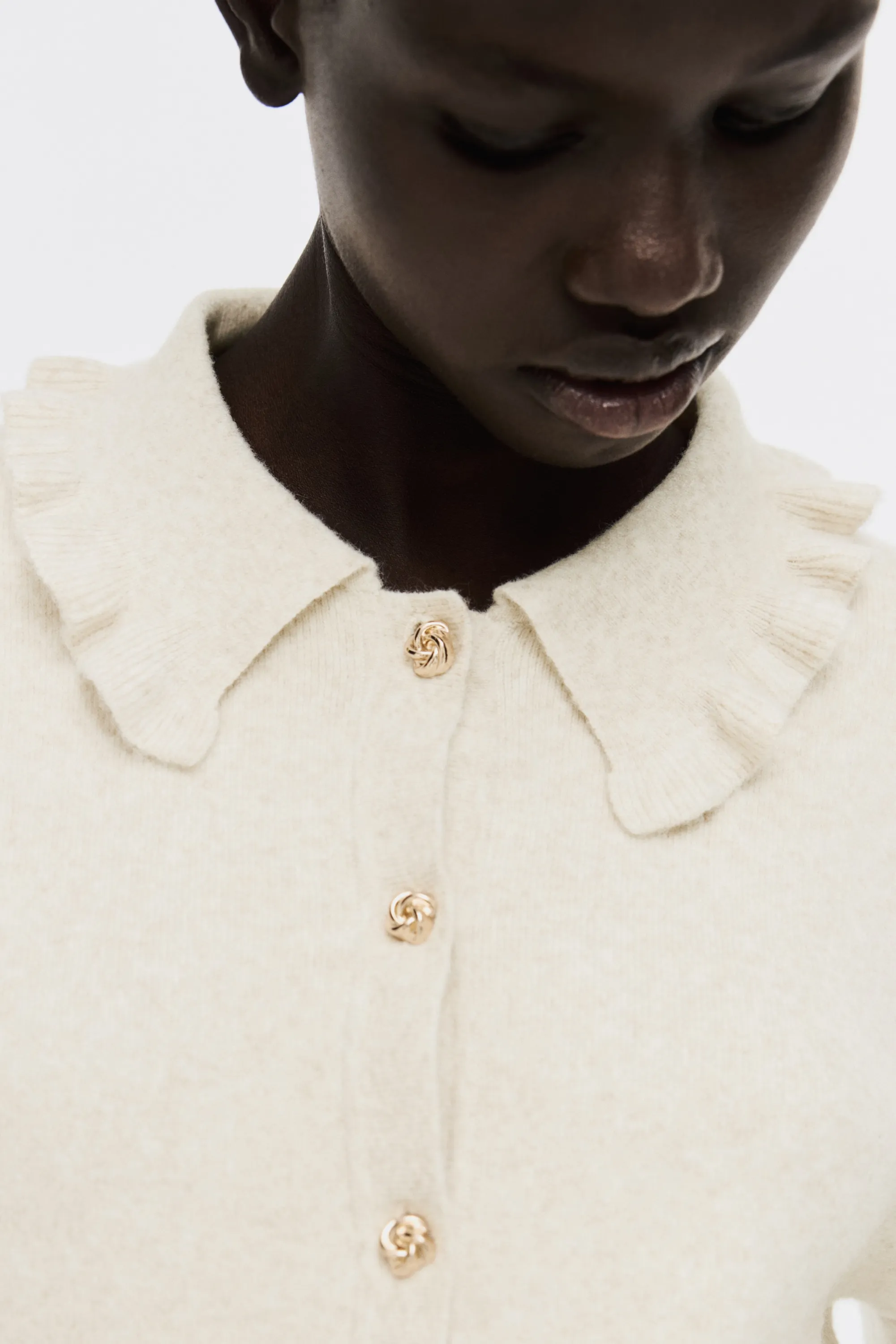 Gilet avec col - Beige clair chiné