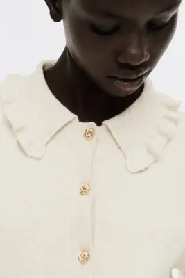 Gilet avec col - Beige clair chiné — photo 1