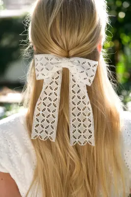 Katie Embroidered Hair Bow — photo 1