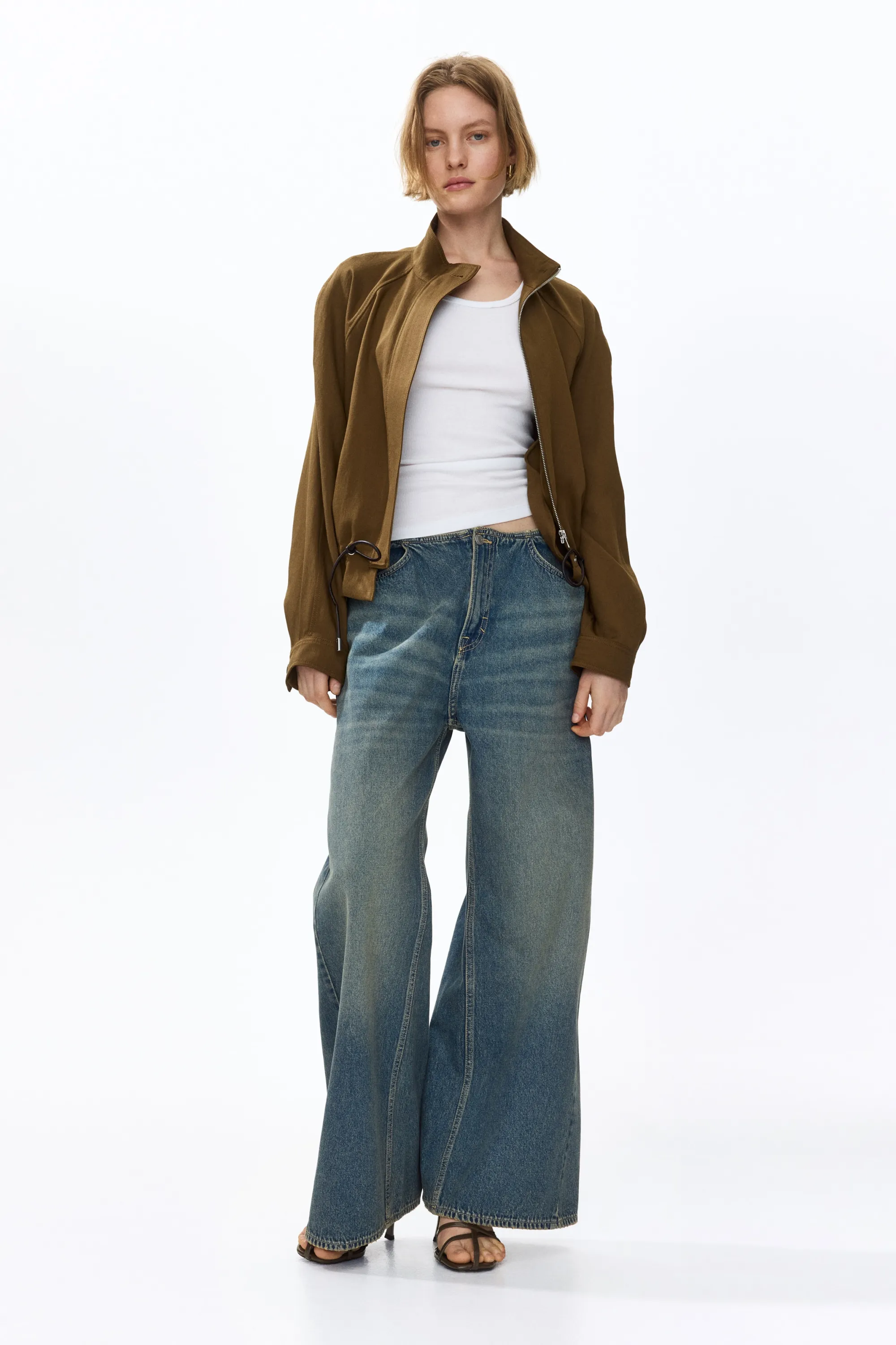 Veste oversize en lin mélangé - Beige foncé