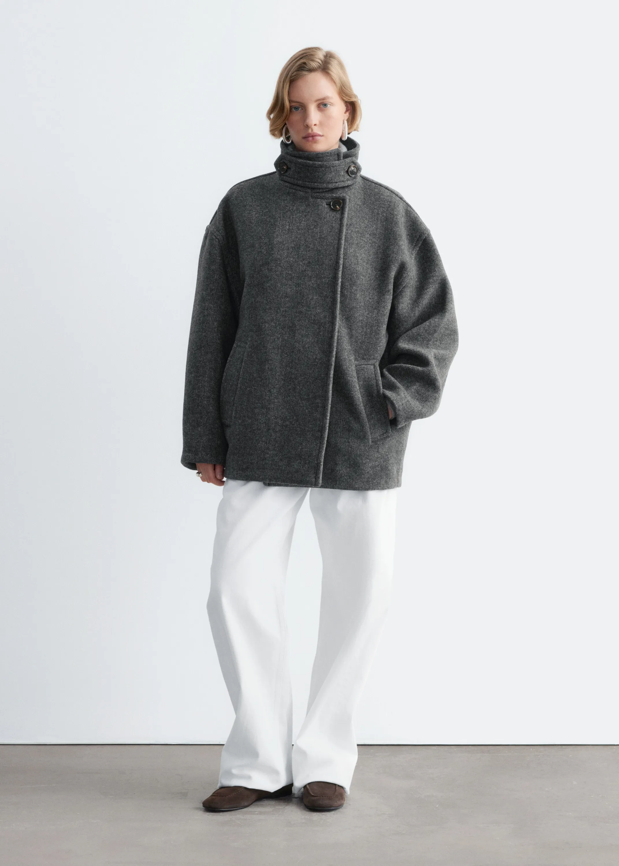 Manteau à motif chevron - Gris