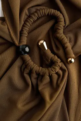 Robe asymétrique avec panneau drapé - Vert kaki foncé — photo 3