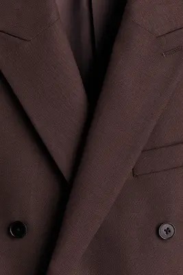 Veste croisée Regular Fit en laine mélangée - Marron foncé — photo 4