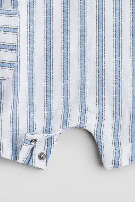 Ensemble 2 pièces en coton - Bleu/rayures blanches — photo 2