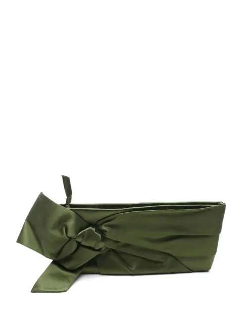 Sac pochette du soir avec noeud en satin vert anglais  Prix boutique $795