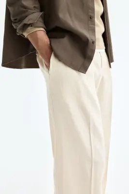 Pantalon large Loose Fit en lin mélangé - Crème — photo 2