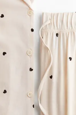 MAMA Pyjama en coton - Crème/cœurs — photo 3