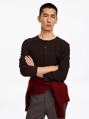 Chemise à col tunisien - Marron — photo 3