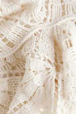 Robe volantée façon crochet - Crème — photo 5