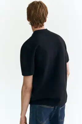 Polo Regular Fit en maille texturée - Bleu marine — photo 3