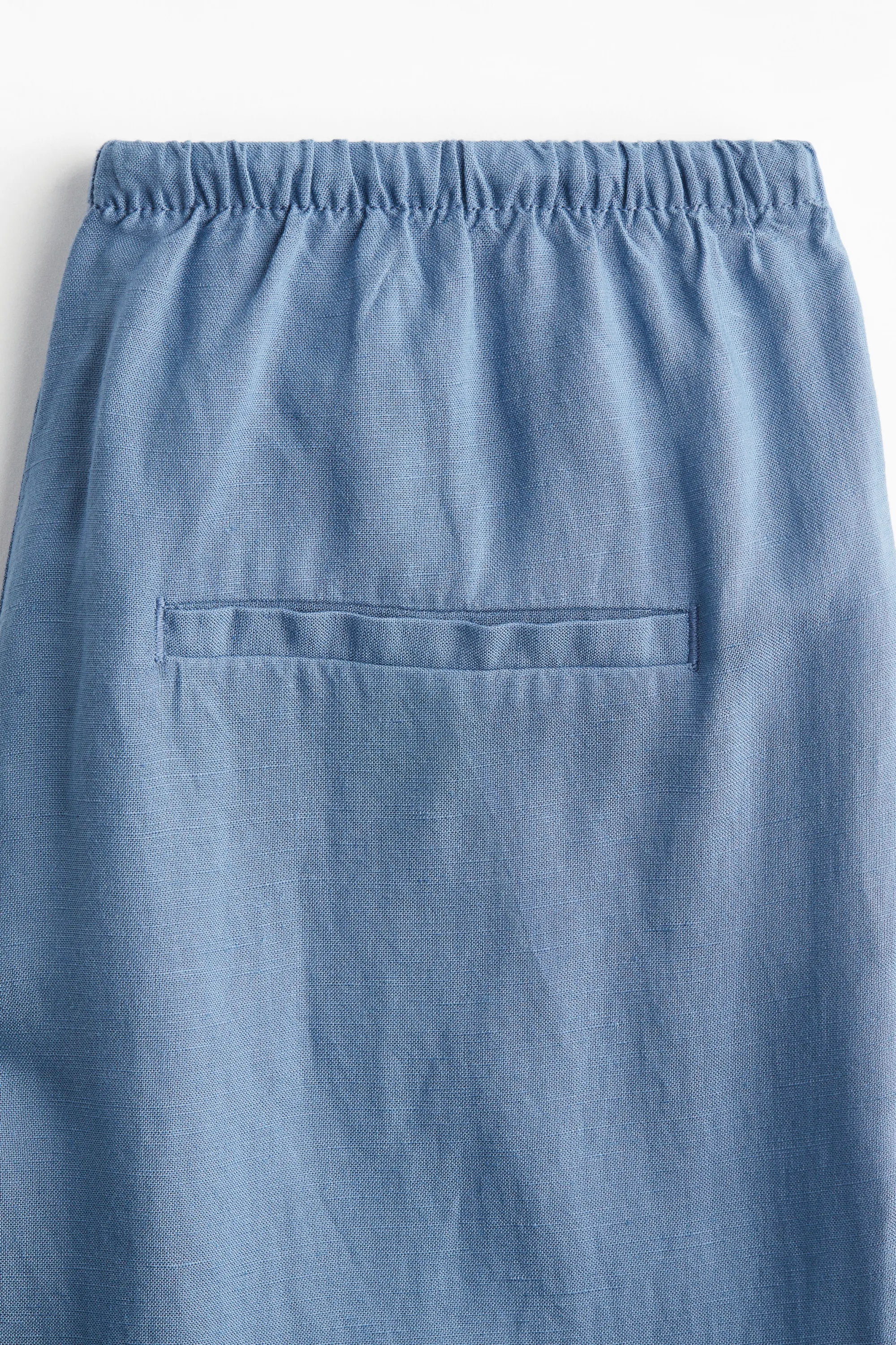 Pantalon droit en lin mélangé - Bleu ancien